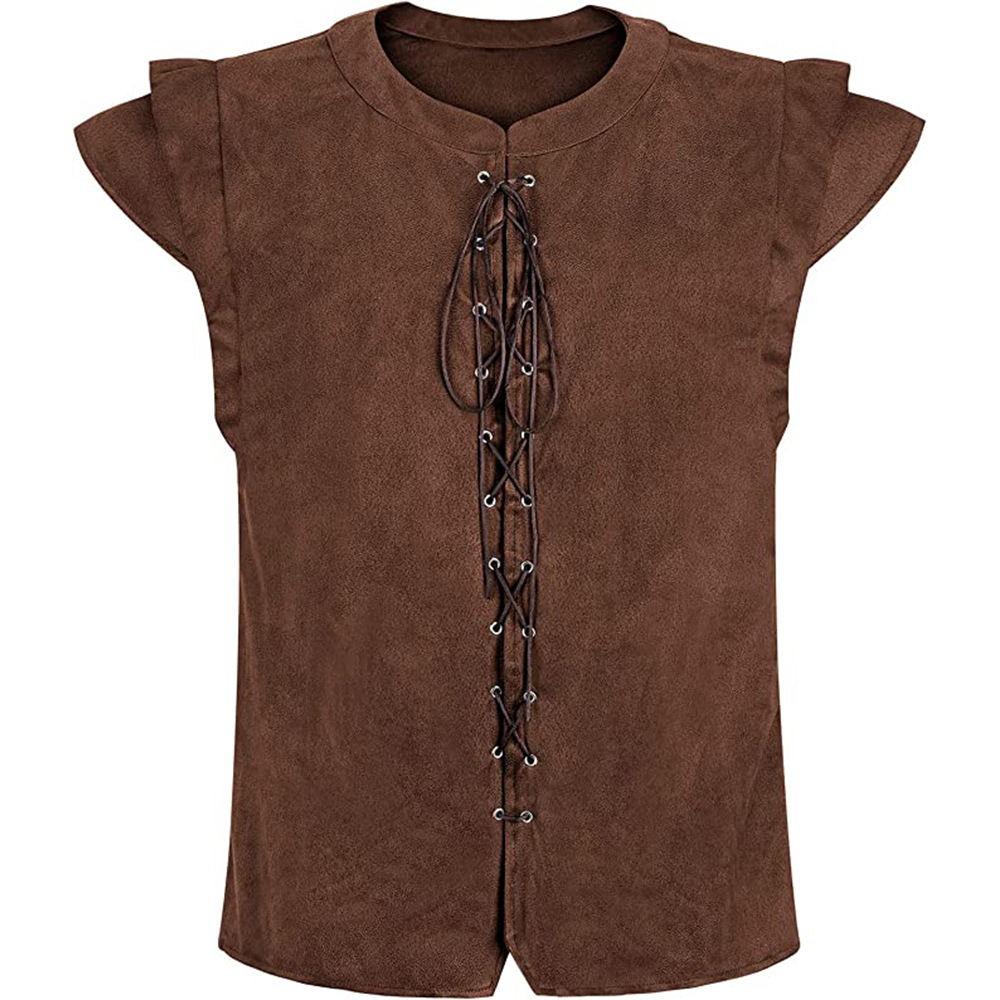 Ethnic Wear - Camiseta de Gamuza Estilo Vikingo Pirata,