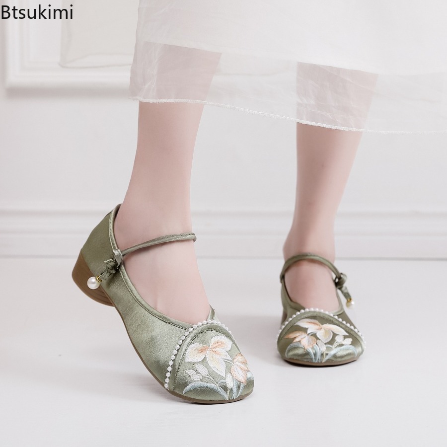 Ethnic Fabric - Zapatos de Mujer con Tacón Bajo,