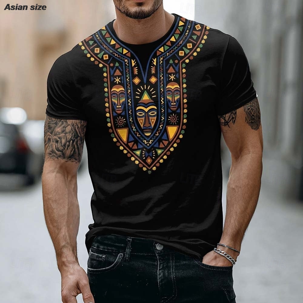 Dashiki Shirt Men - Camiseta Masculina 2026 con Estampado de