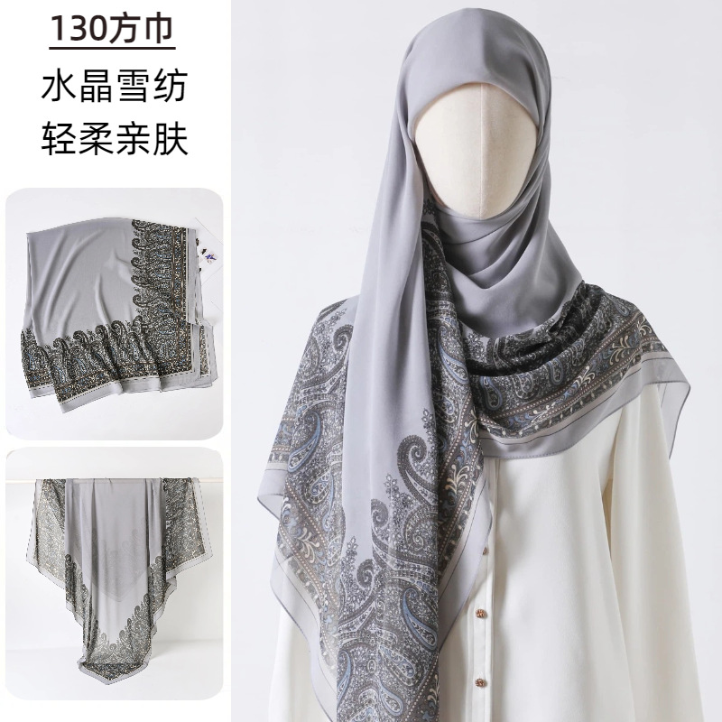 Go Ethnic Fashion - Bufanda cuadrada grande de gasa estampada,
