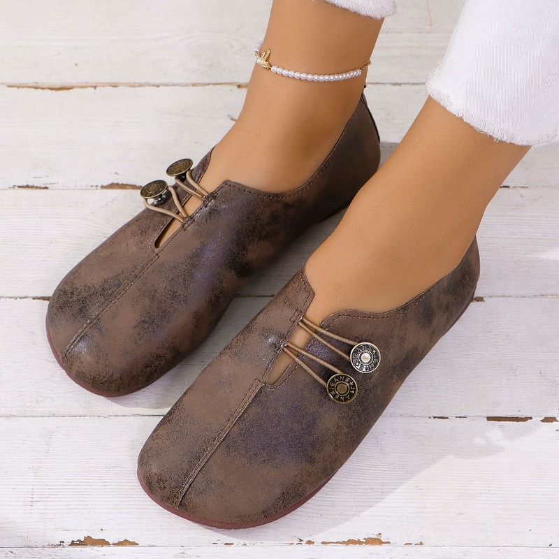 Women'S Ethnic Fashion Brands - Zapatillas Planas Casuales Cómodas con Botones