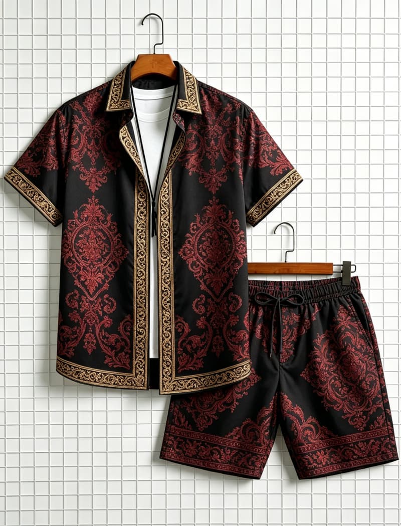 Ethnic Wear - Conjunto de camisa de manga corta