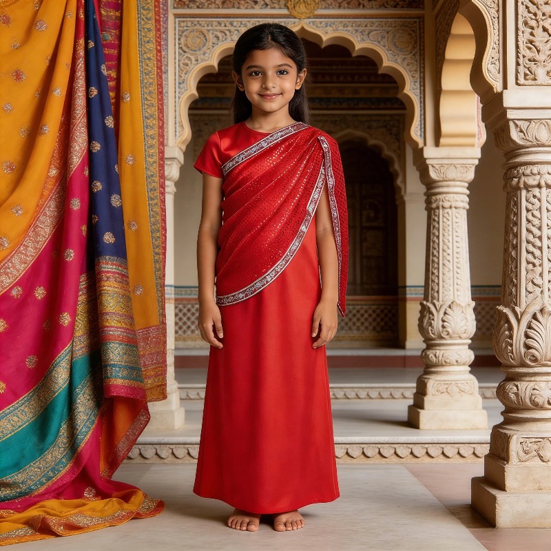 Ethnic Wear - Vestido Tradicional Indio para Niñas, Vestido