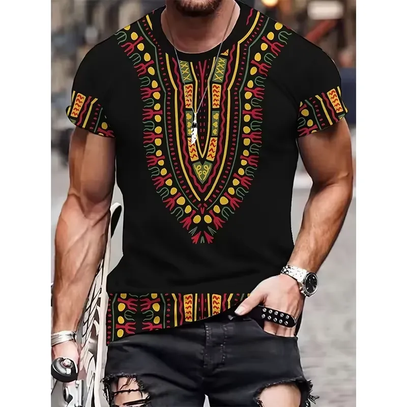 Dashiki Shirt Men - Camiseta con Estampado Étnico Africano para