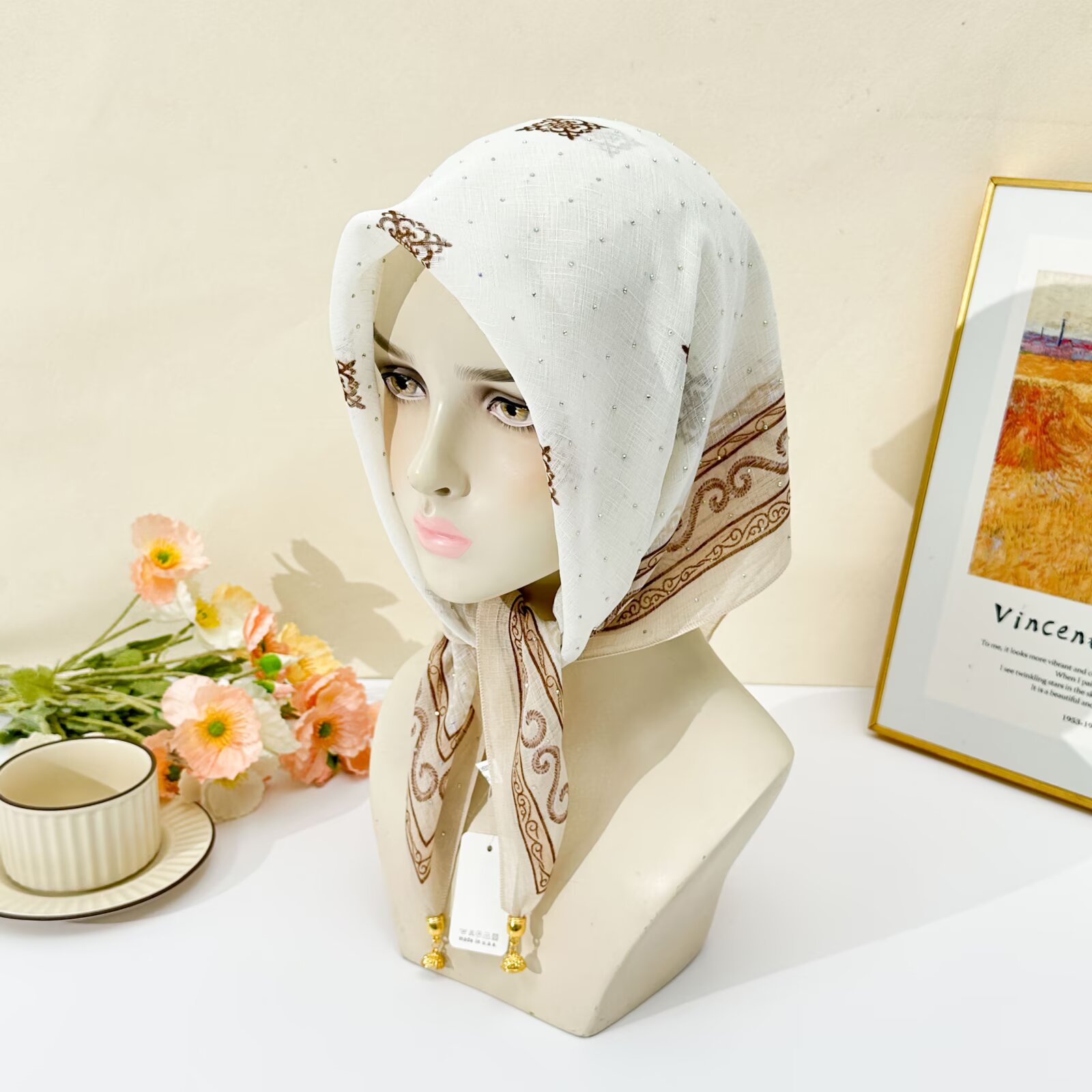 Hiyab Blanco con Estampado Étn - Go Ethnic Fashion reseña y precio