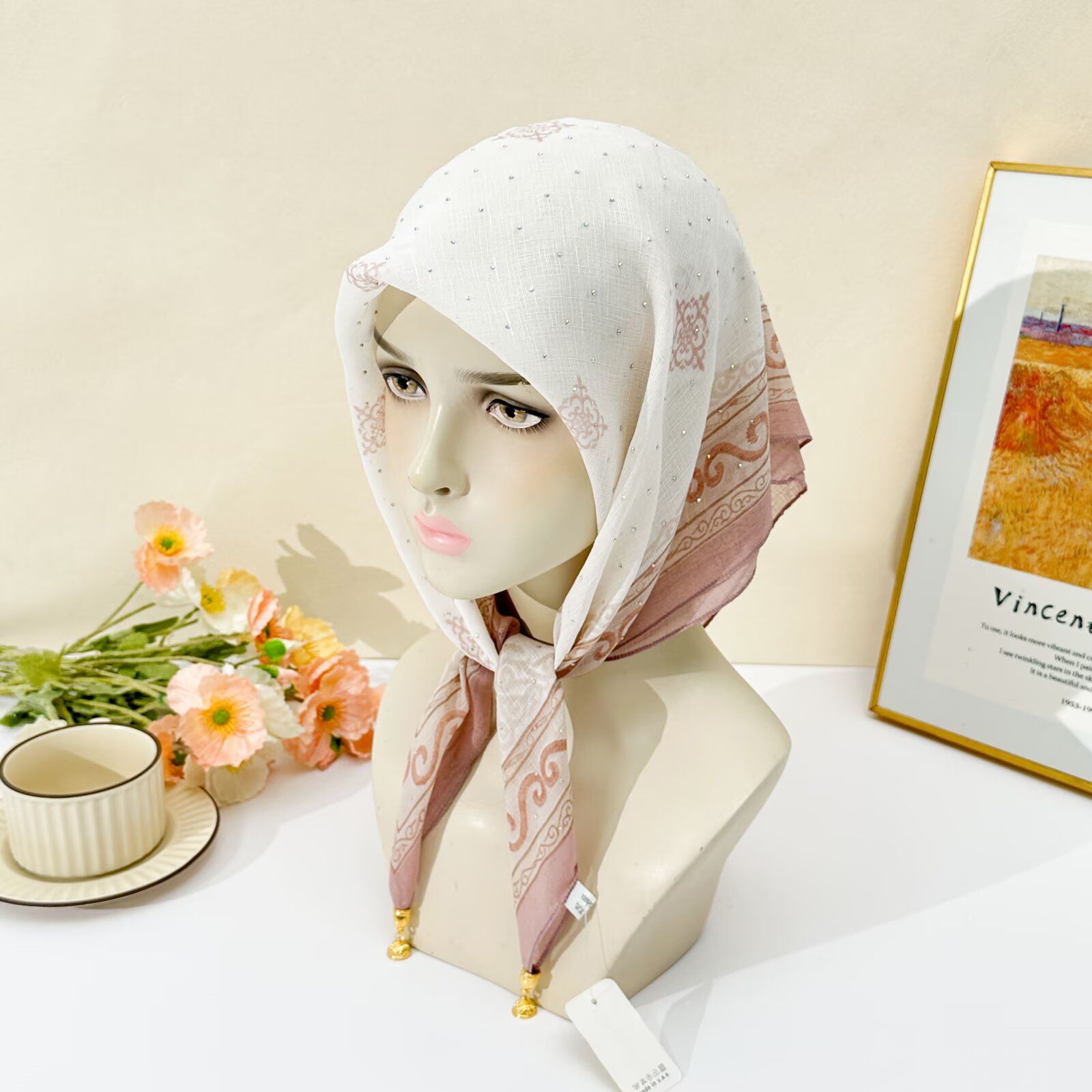 Hiyab Blanco con Estampado Étn - Go Ethnic Fashion reseña y precio