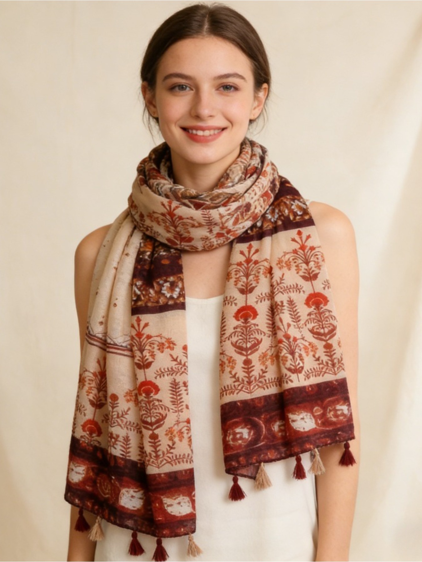 Pañuelo de seda con estampado  - Go Ethnic Fashion reseña y precio