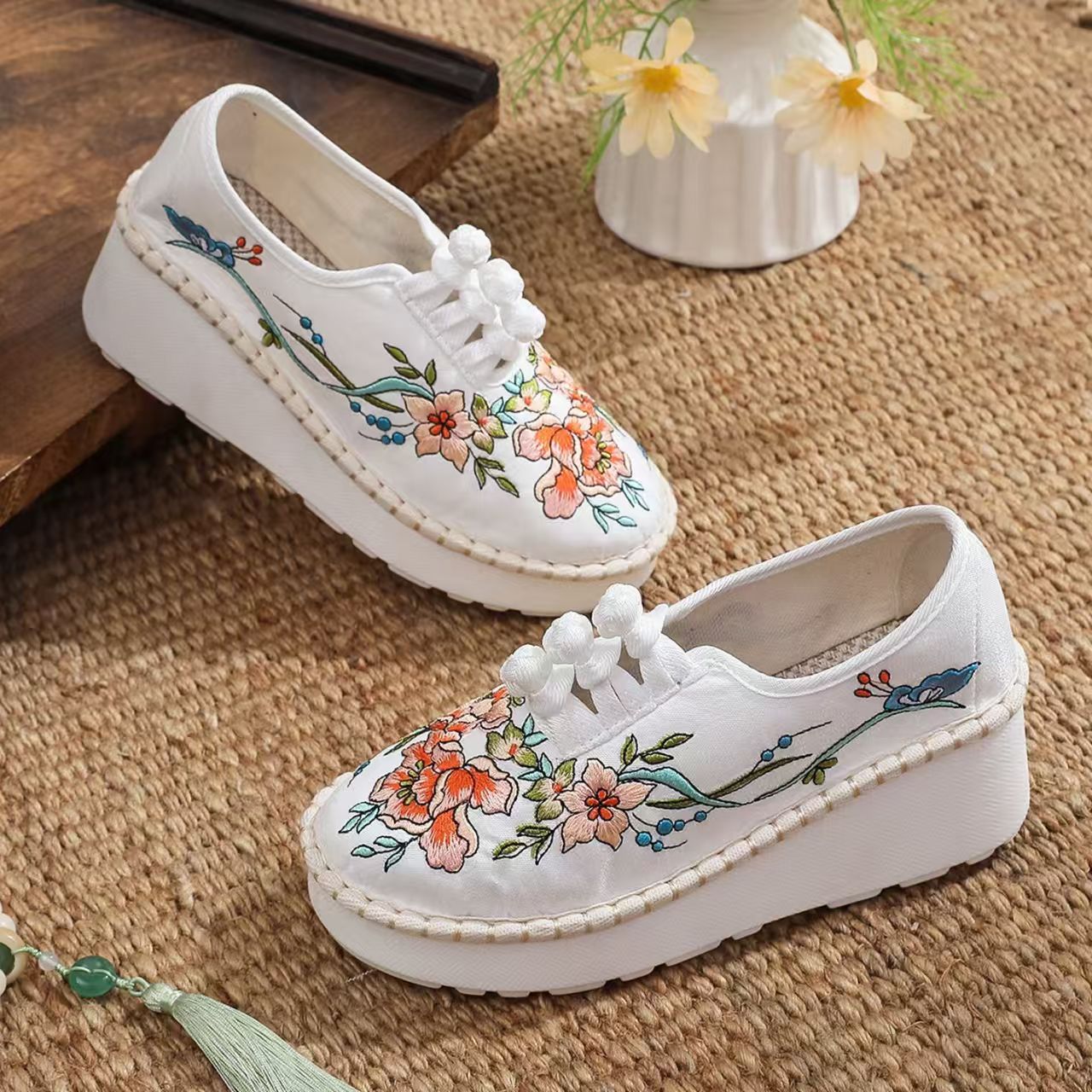 Zapatos de cuña estilo étnico  - Ethnic Fabric reseña y precio