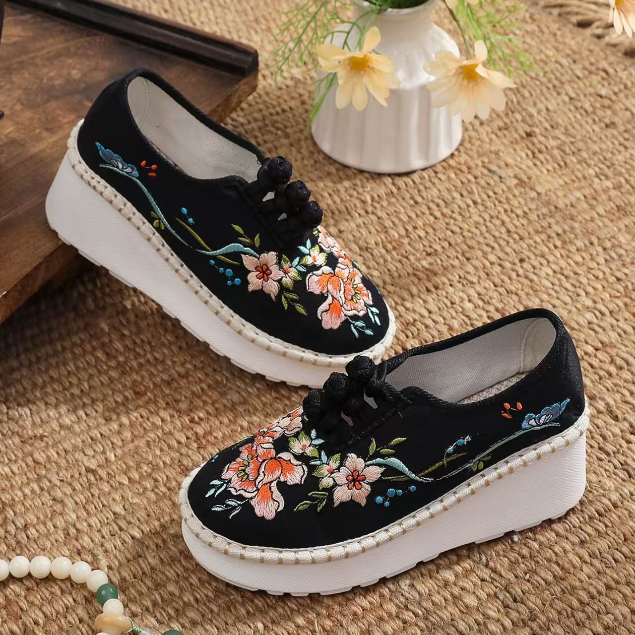 Zapatos de cuña estilo étnico  - Ethnic Fabric reseña y precio
