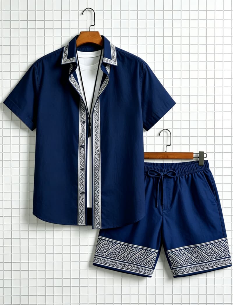 Conjunto de camisa de manga co - Ethnic Wear reseña y precio