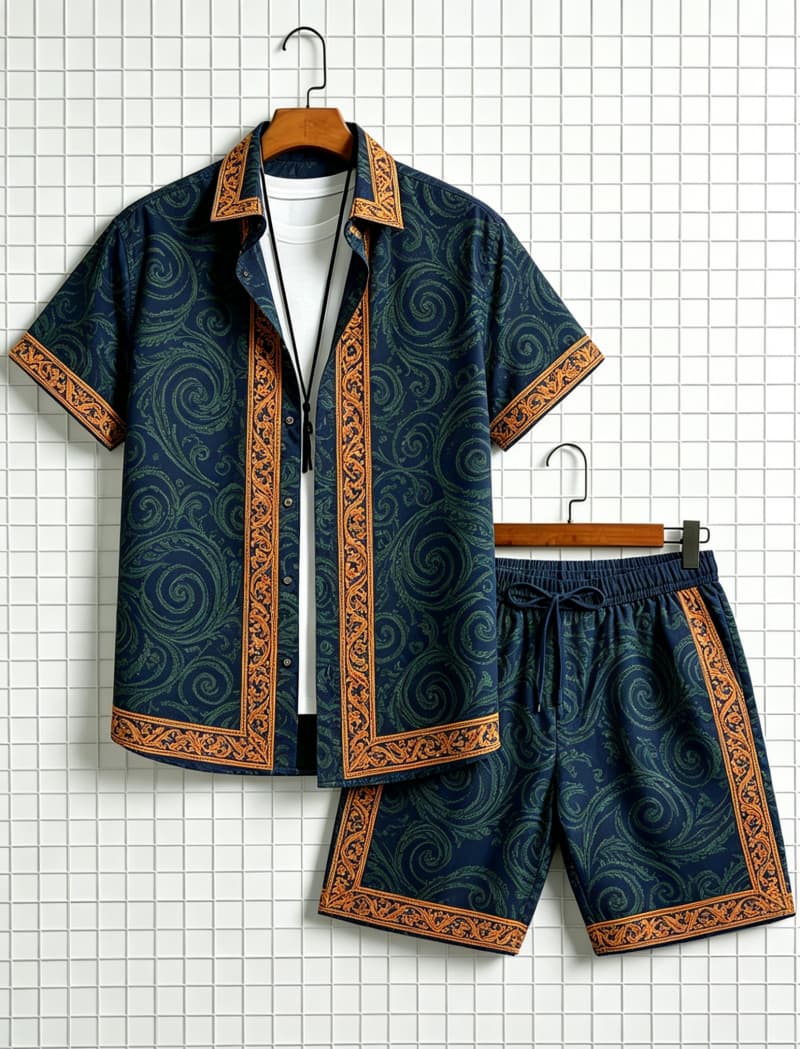 Conjunto de camisa de manga co - Ethnic Wear reseña y precio