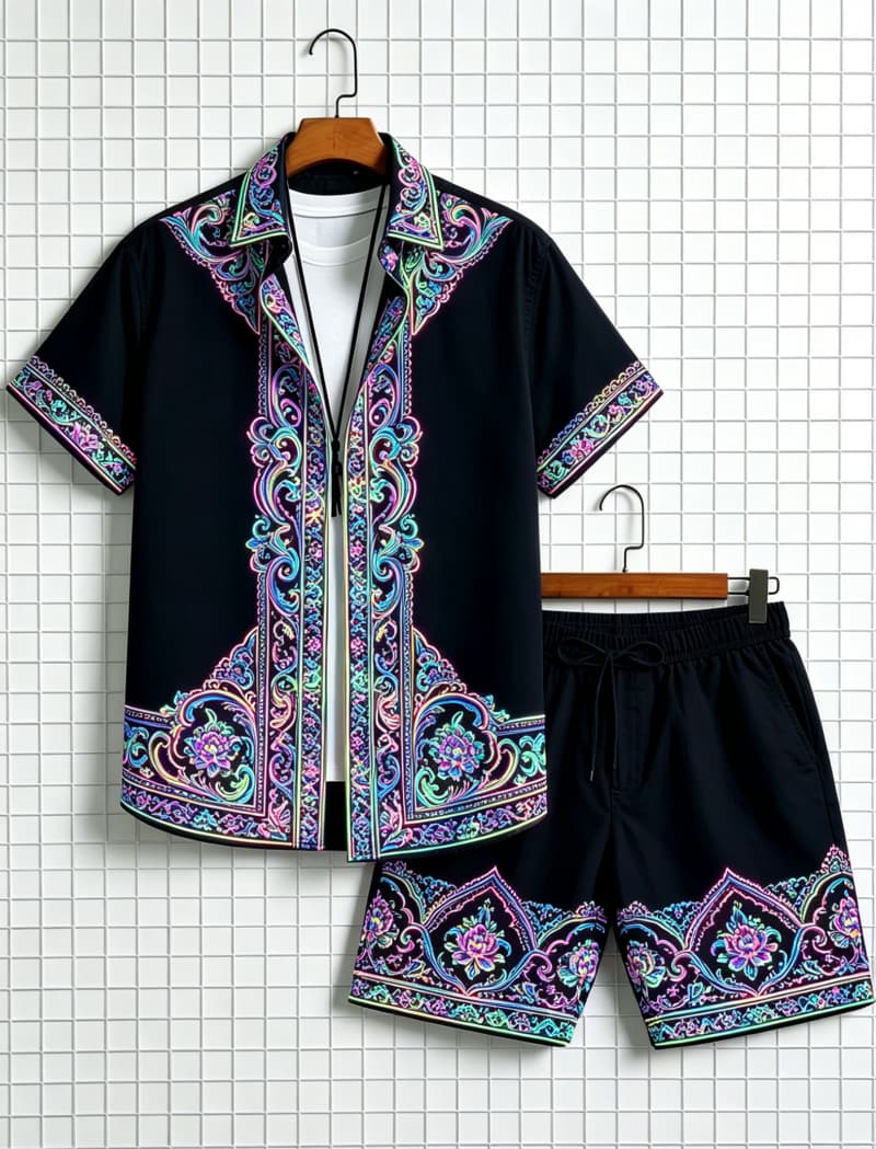 Conjunto de camisa de manga co - Ethnic Wear reseña y precio